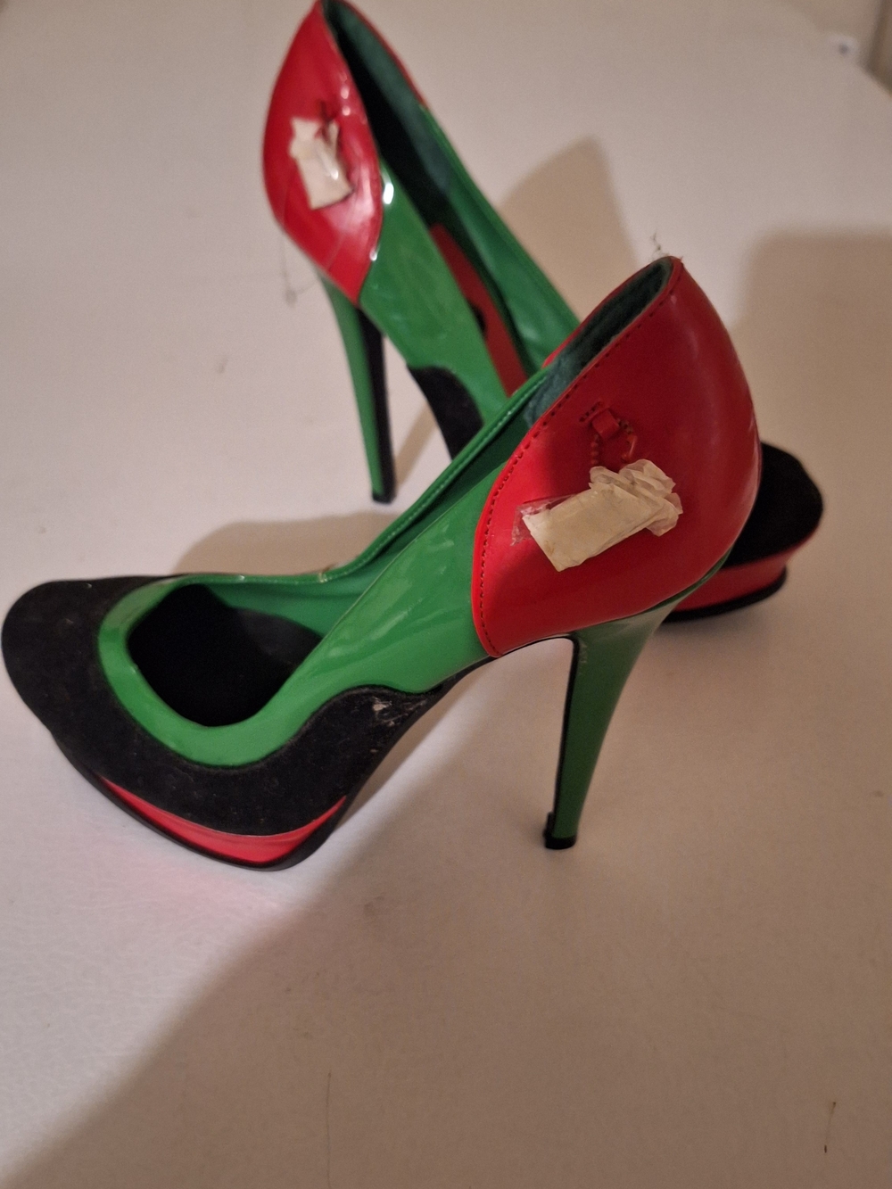 Green and Red High Heel Pumps - Women's Fashion Stiletto